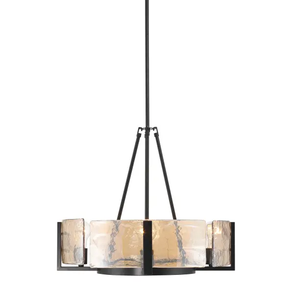 Aenon 4-Light Chandelier in Matte Black with Amber Water Glass - Image 4