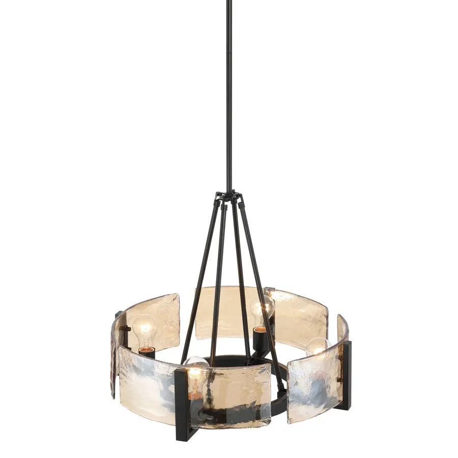 Aenon 4-Light Chandelier in Matte Black with Amber Water Glass - Image 5