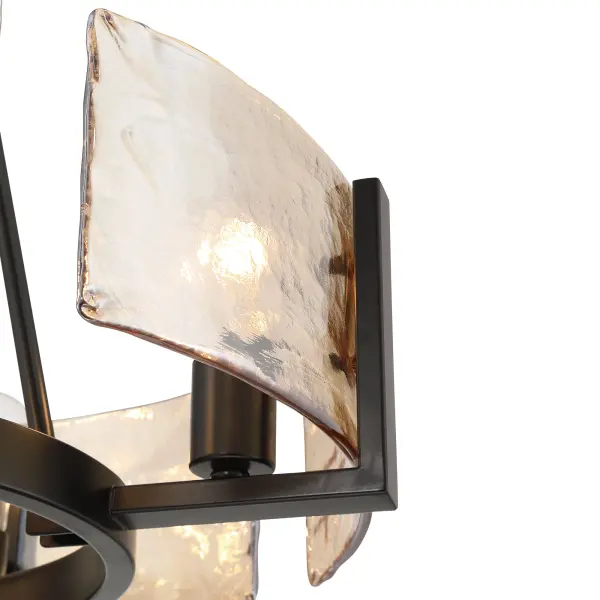 Aenon 4-Light Chandelier in Matte Black with Amber Water Glass - Image 6