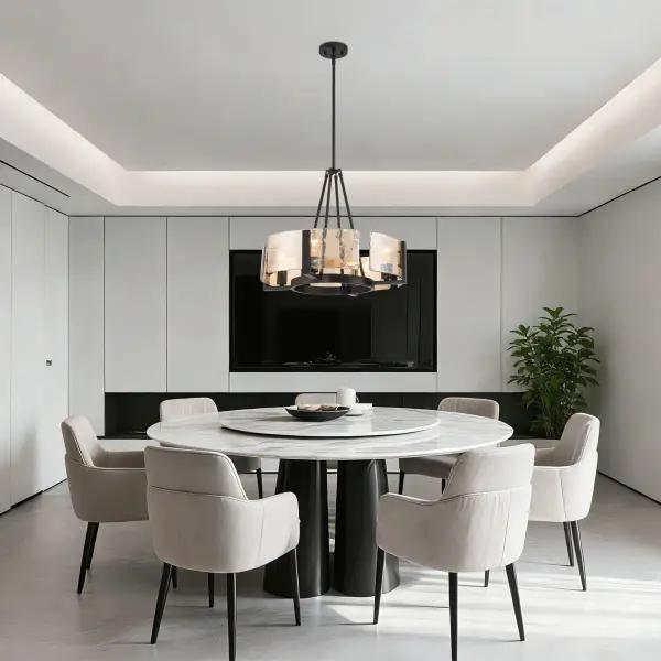Aenon 4-Light Chandelier in Matte Black with Amber Water Glass - Image 8
