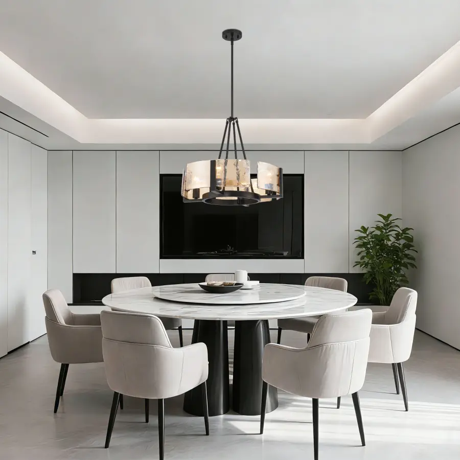 Aenon 4-Light Chandelier in Matte Black with Amber Water Glass - Image 8