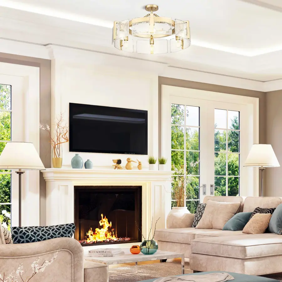 Golden Lighting Aenon 6-Light Semi-Flush Mount in Brushed Champagne Brass - Image 2