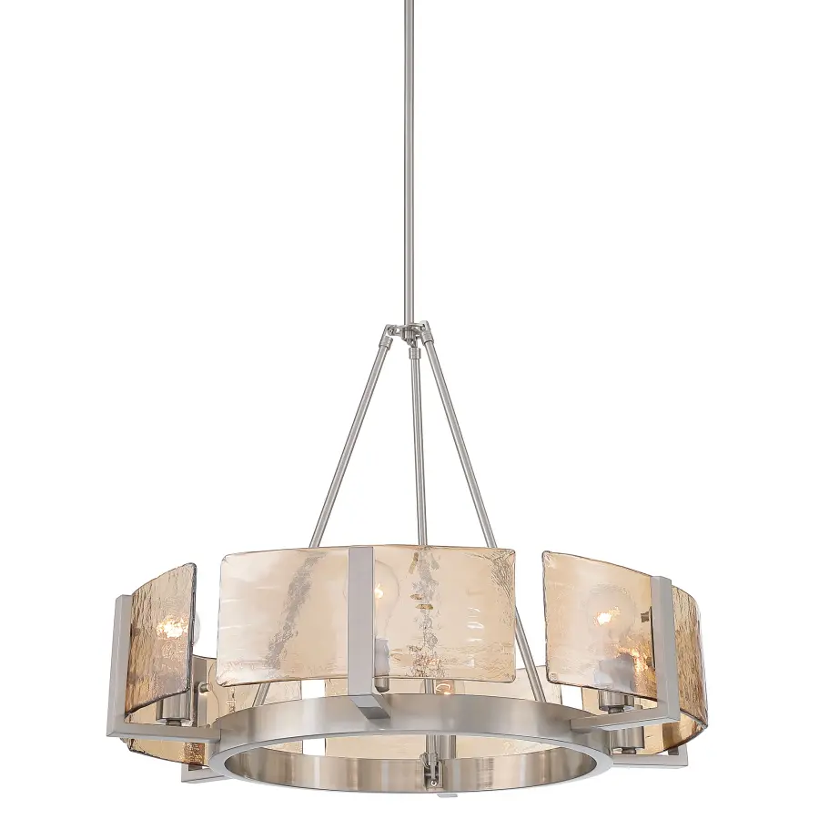 Aenon 6-Light Chandelier in Pewter with Amber Water Glass - Image 1