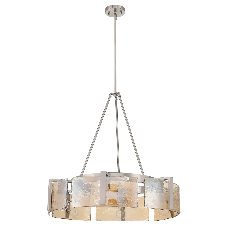 Aenon 6-Light Chandelier in Pewter with Amber Water Glass - Image 2