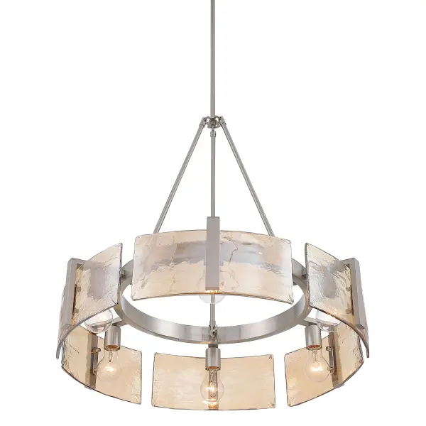 Aenon 6-Light Chandelier in Pewter with Amber Water Glass - Image 4