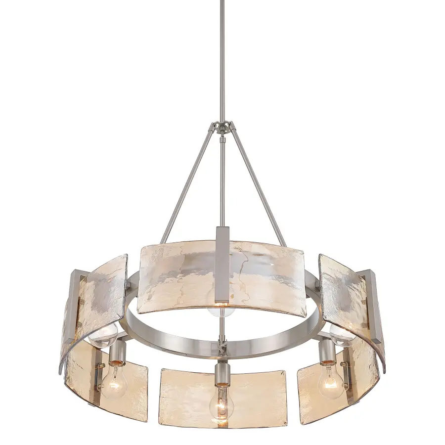 Aenon 6-Light Chandelier in Pewter with Amber Water Glass - Image 4