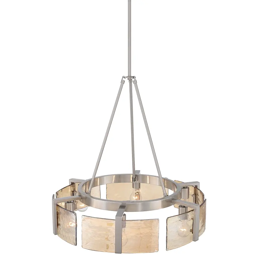 Aenon 6-Light Chandelier in Pewter with Amber Water Glass - Image 5