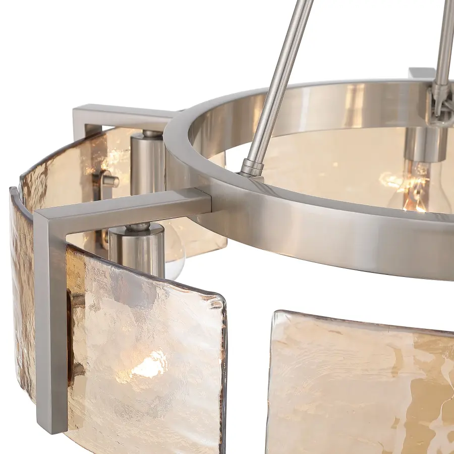 Aenon 6-Light Chandelier in Pewter with Amber Water Glass - Image 7
