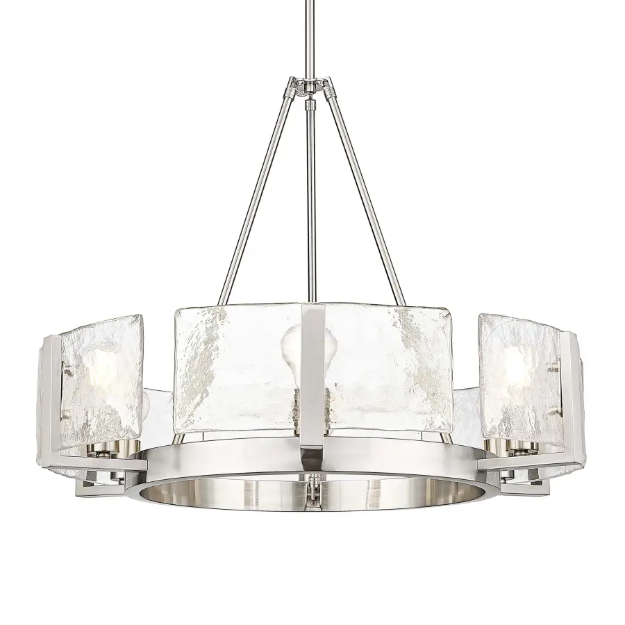 Aenon 6-Light Chandelier in Pewter with Hammered Water Glass - Image 1