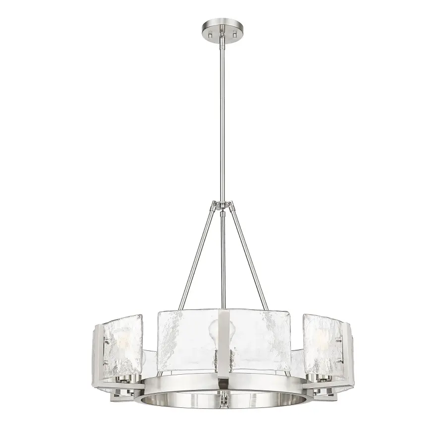 Aenon 6-Light Chandelier in Pewter with Hammered Water Glass - Image 2