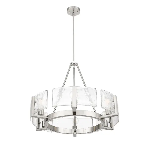 Aenon 6-Light Chandelier in Pewter with Hammered Water Glass - Image 3