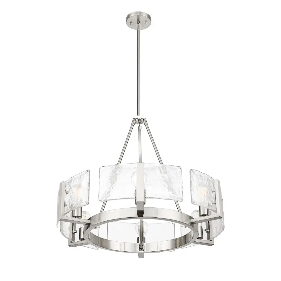 Aenon 6-Light Chandelier in Pewter with Hammered Water Glass - Image 3