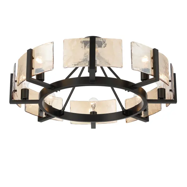 Aenon 8-Light Semi-Flush Mount in Matte Black with Amber Water Glass - Image 4
