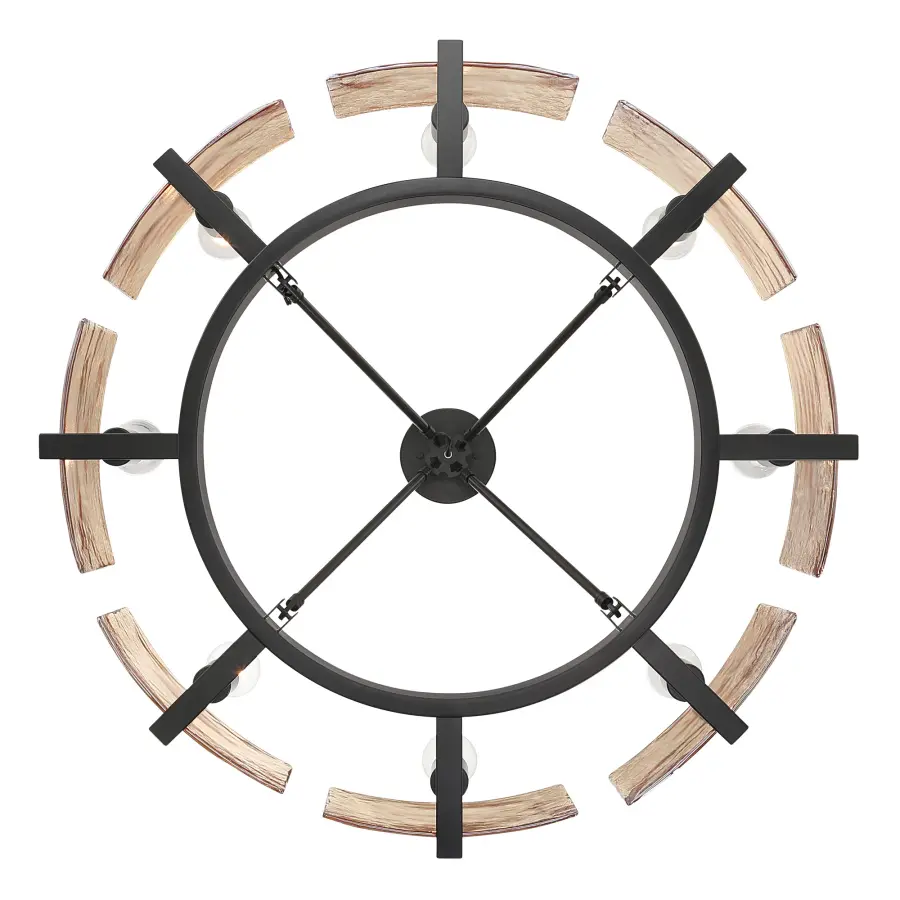 Aenon 8-Light Semi-Flush Mount in Matte Black with Amber Water Glass - Image 6