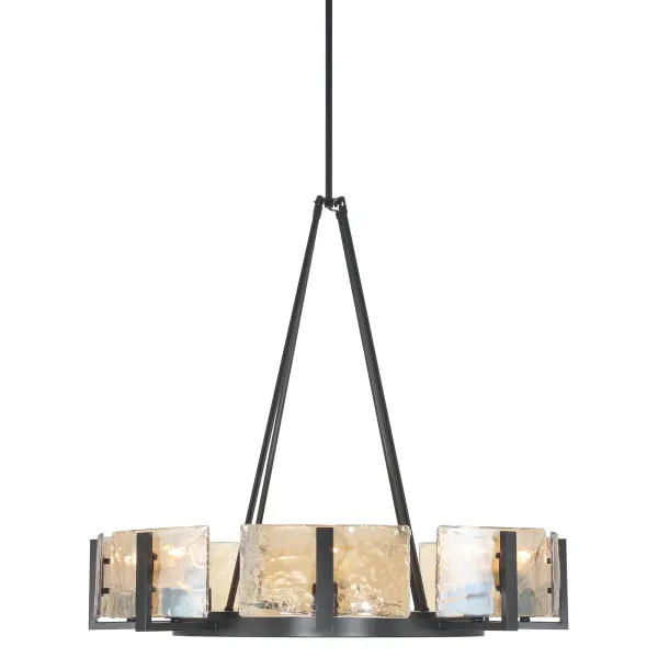 Aenon 8-Light Chandelier in Matte Black with Amber Water Glass - Image 3