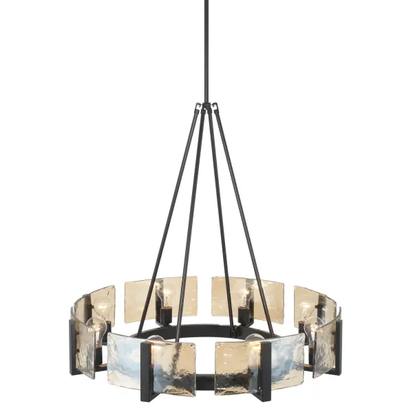 Aenon 8-Light Chandelier in Matte Black with Amber Water Glass - Image 5