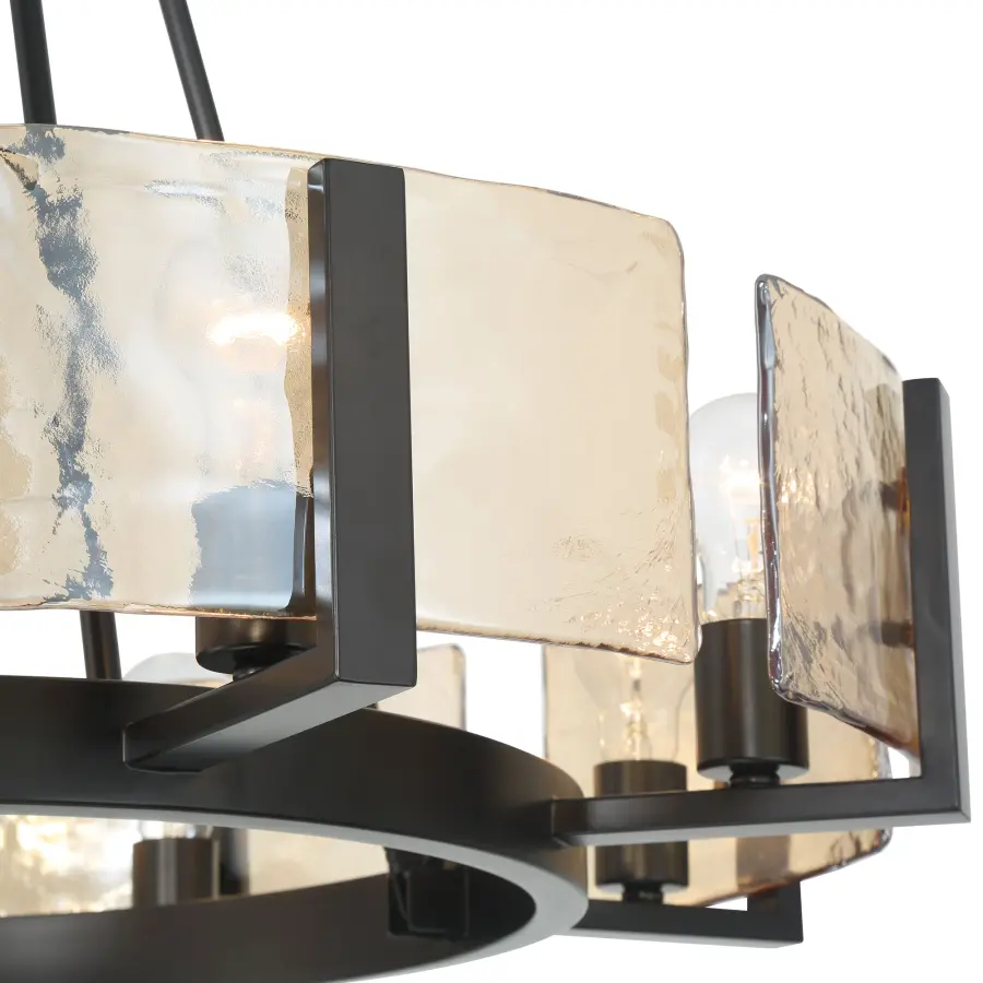 Aenon 8-Light Chandelier in Matte Black with Amber Water Glass - Image 6