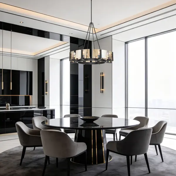 Aenon 8-Light Chandelier in Matte Black with Amber Water Glass - Image 8