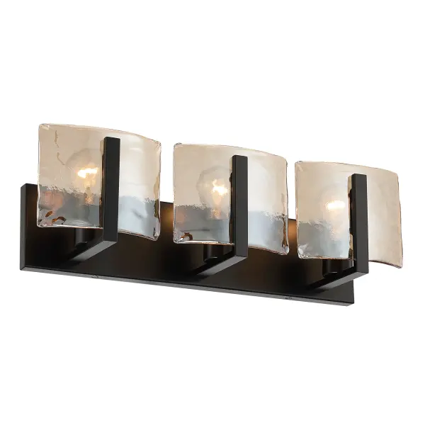 Aenon 3-Light Vanity in Matte Black with Amber Water Glass - Image 1