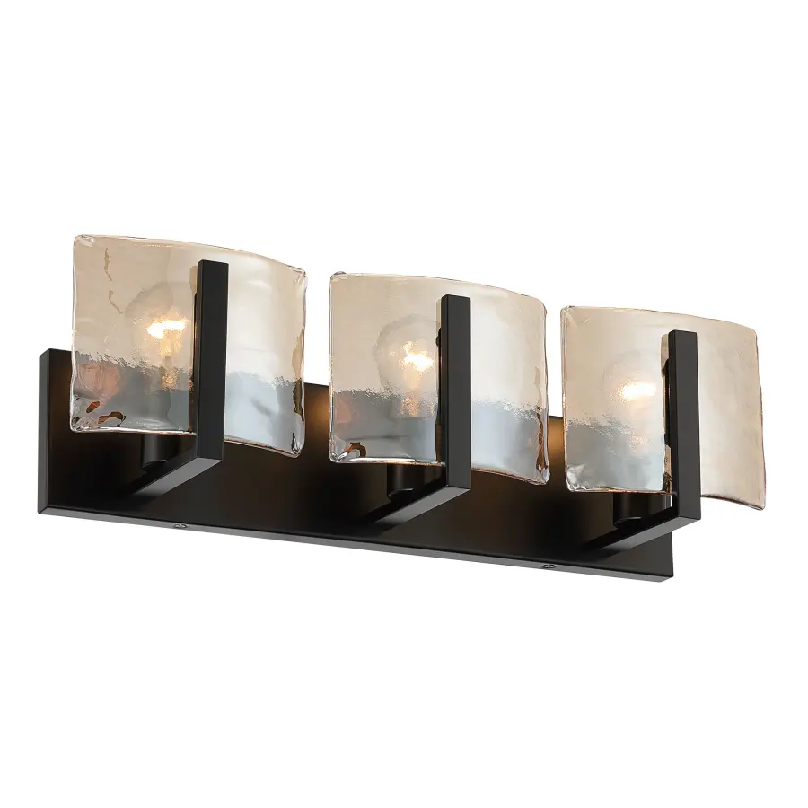 Aenon 3-Light Vanity in Matte Black with Amber Water Glass - Image 1