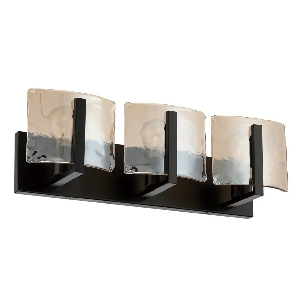Aenon 3-Light Vanity in Matte Black with Amber Water Glass - Image 2