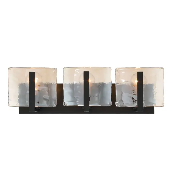 Aenon 3-Light Vanity in Matte Black with Amber Water Glass - Image 3
