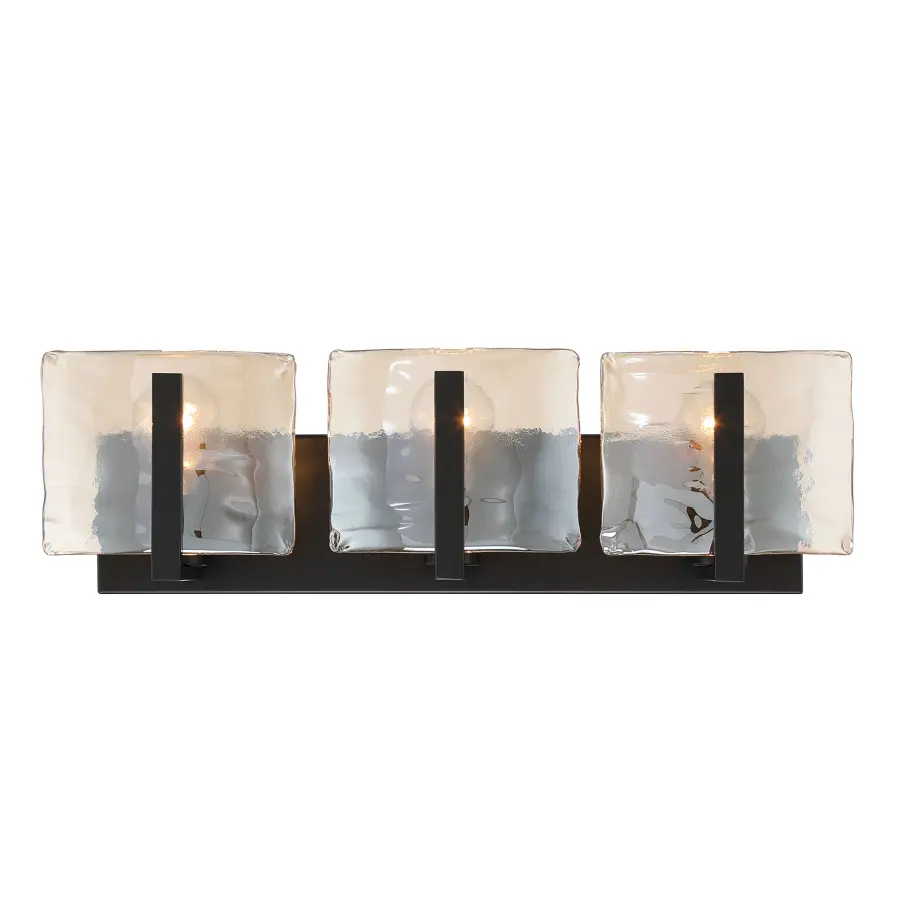 Aenon 3-Light Vanity in Matte Black with Amber Water Glass - Image 3