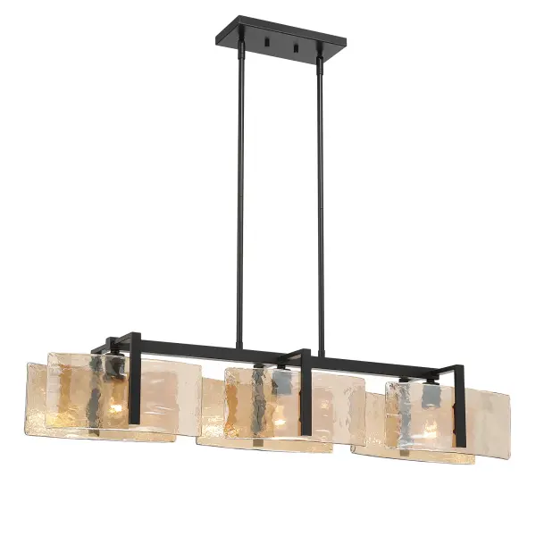 Aenon Three Light Island Pendant in Matte Black - Image 1