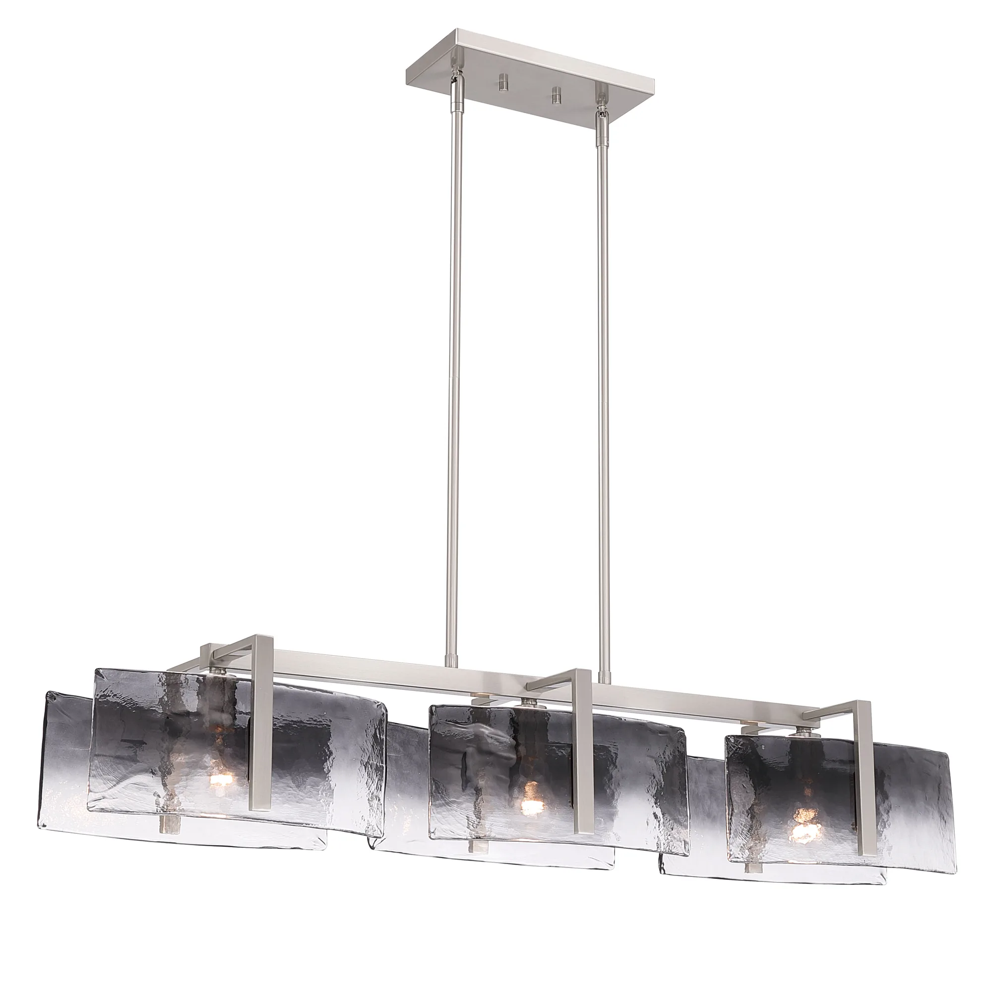 Aenon 3-light Island Light in Pewter with Smokey Water Glass