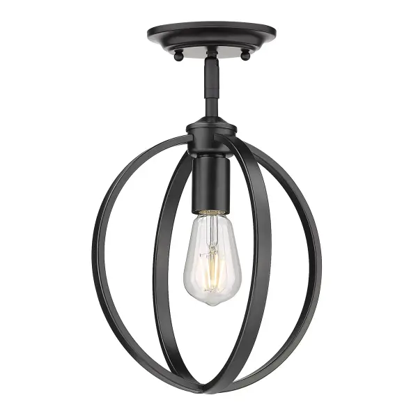 Golden Lighting Colson 1-Light Semi-Flush Mount in Matte Black - Image 1