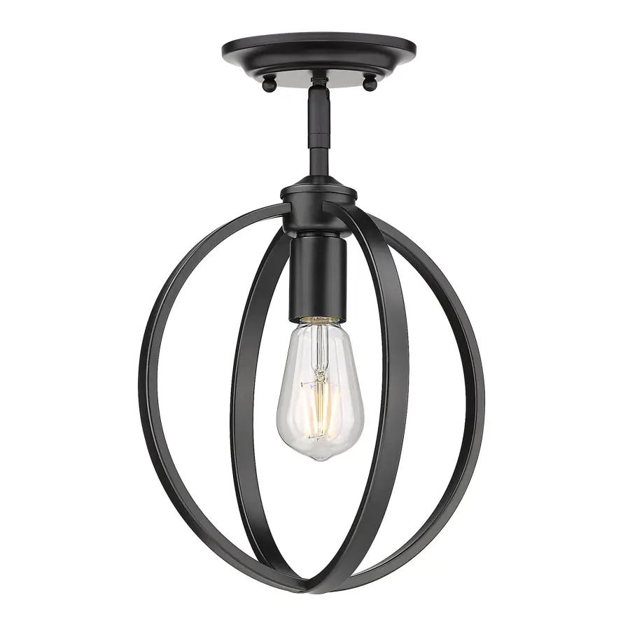 Golden Lighting Colson 1-Light Semi-Flush Mount in Matte Black - Image 1