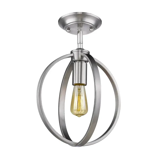 The Colson semi-flush mount combines transitional elegance with contemporary simplicity. Its open-orb frame design creates a sophisticated glow while the pewter finish adds understated warmth to any space.