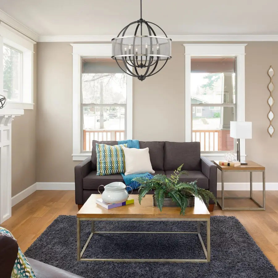 Golden Lighting Colson 6-Light Chandelier in Matte Black with Pewter Shade - Image 2