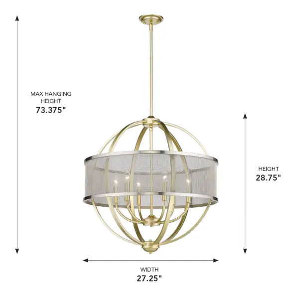 Golden Lighting Colson 6-Light Chandelier in Olympic Gold - Image 4