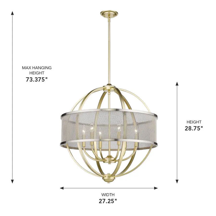 Golden Lighting Colson 6-Light Chandelier in Olympic Gold - Image 4