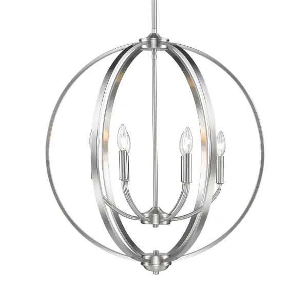 The Golden Lighting Colson chandelier brings refined elegance to any space with its 6-light candelabra design and versatile pewter finish. Perfect for both classic and contemporary interiors, this fixture offers adjustable height and sloped ceiling compatibility for flexible installation.