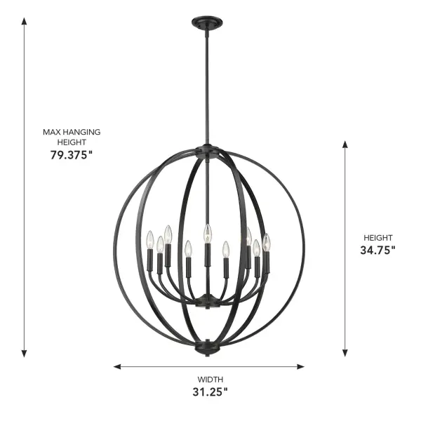 Golden Lighting Colson 9-Light Chandelier in Matte Black - Image 3