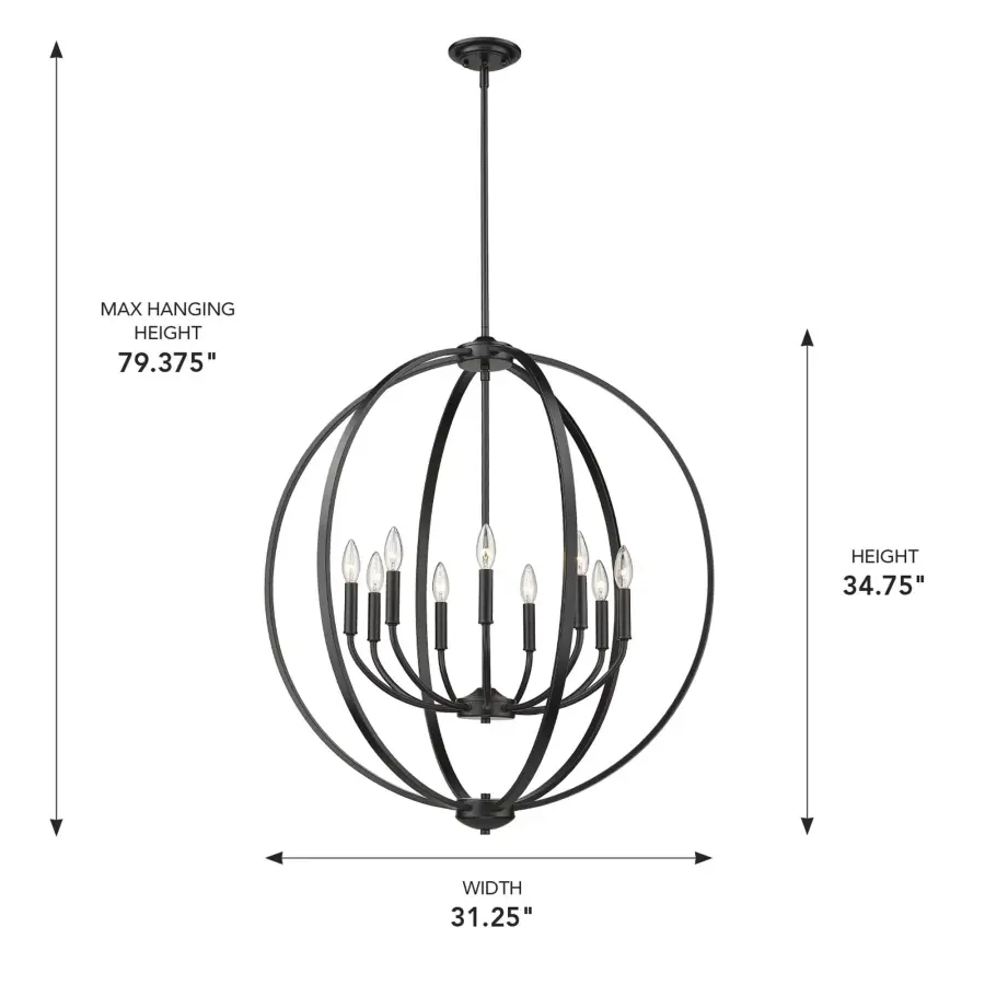 Golden Lighting Colson 9-Light Chandelier in Matte Black - Image 3
