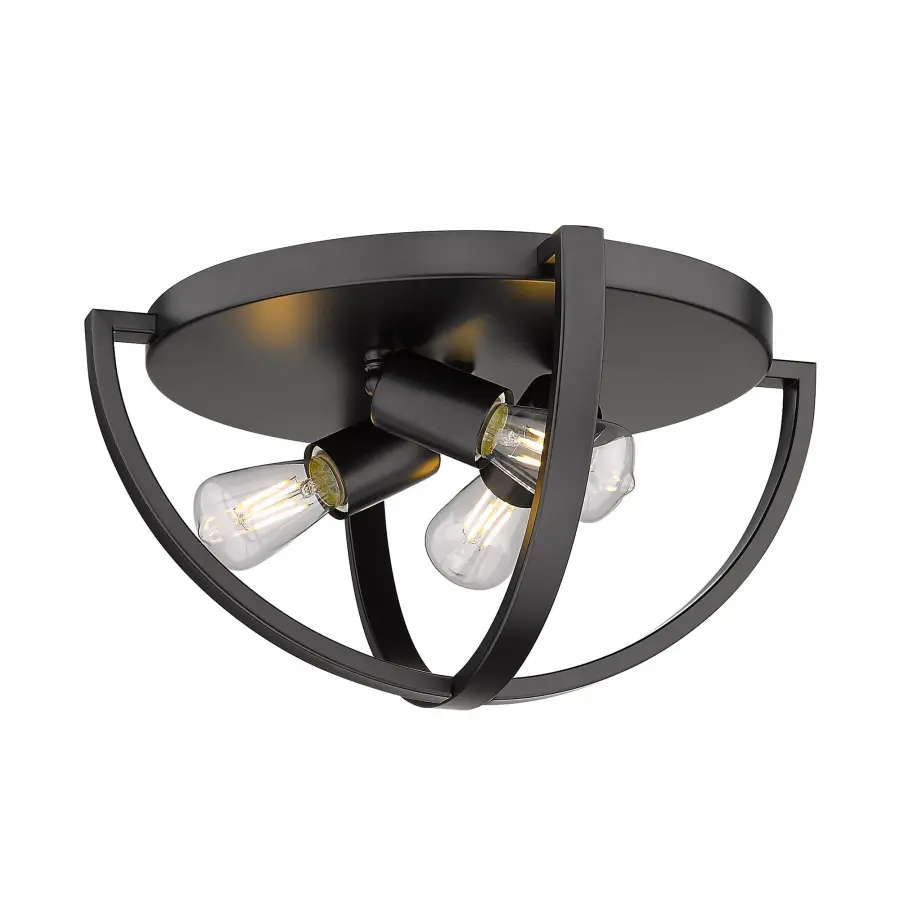 Golden Lighting Colson 3-Light Flush Mount in Matte Black - Image 1