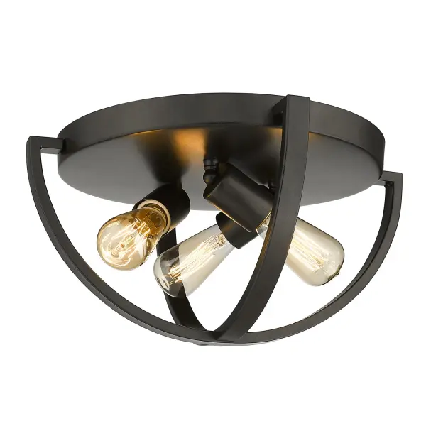The Colson 3-Light Flush Mount combines timeless candelabra styling with an open-orb design in rich Etruscan Bronze. Ideal for hallways, bathrooms, and closets with low ceilings, this damp-rated fixture adds historical charm.