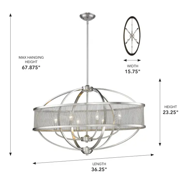 Golden Lighting Colson 6-Light Island Light in Pewter - Image 3