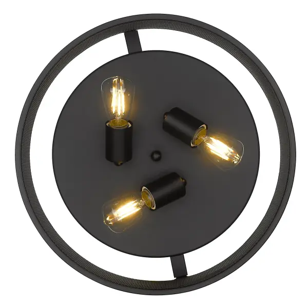 Golden Lighting Channing 3-Light Flush Mount in Matte Black - Image 3