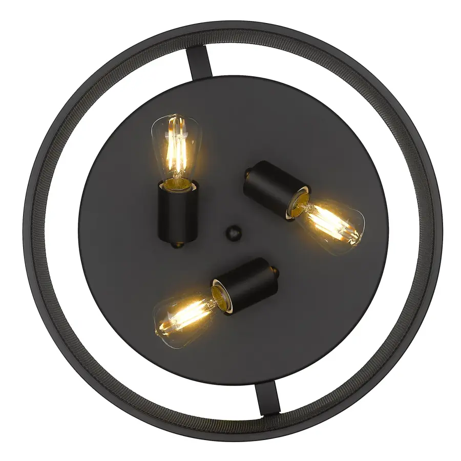Golden Lighting Channing 3-Light Flush Mount in Matte Black - Image 3