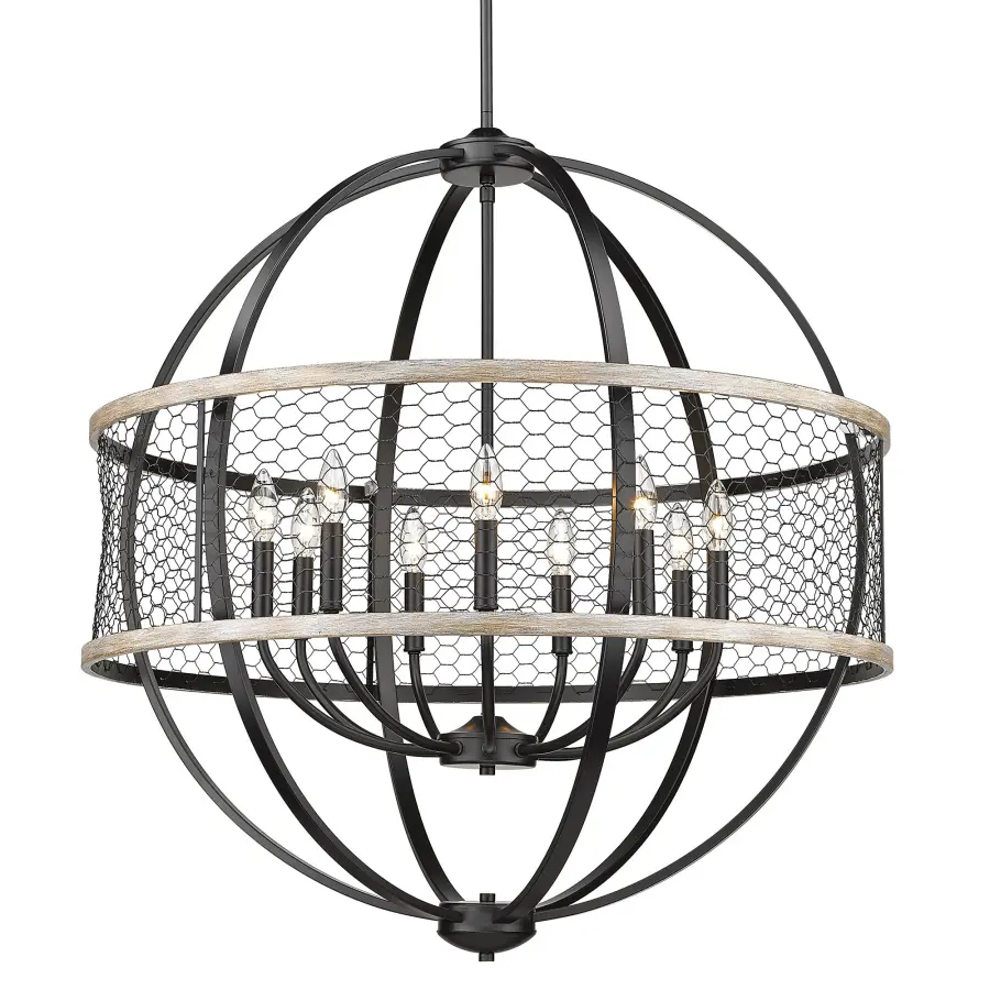 Golden Lighting Roost 9-Light Chandelier in Matte Black - Image 1