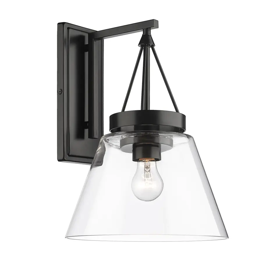 Golden Lighting Penn 1-Light Wall Sconce in Matte Black with Clear Glass - Image 1