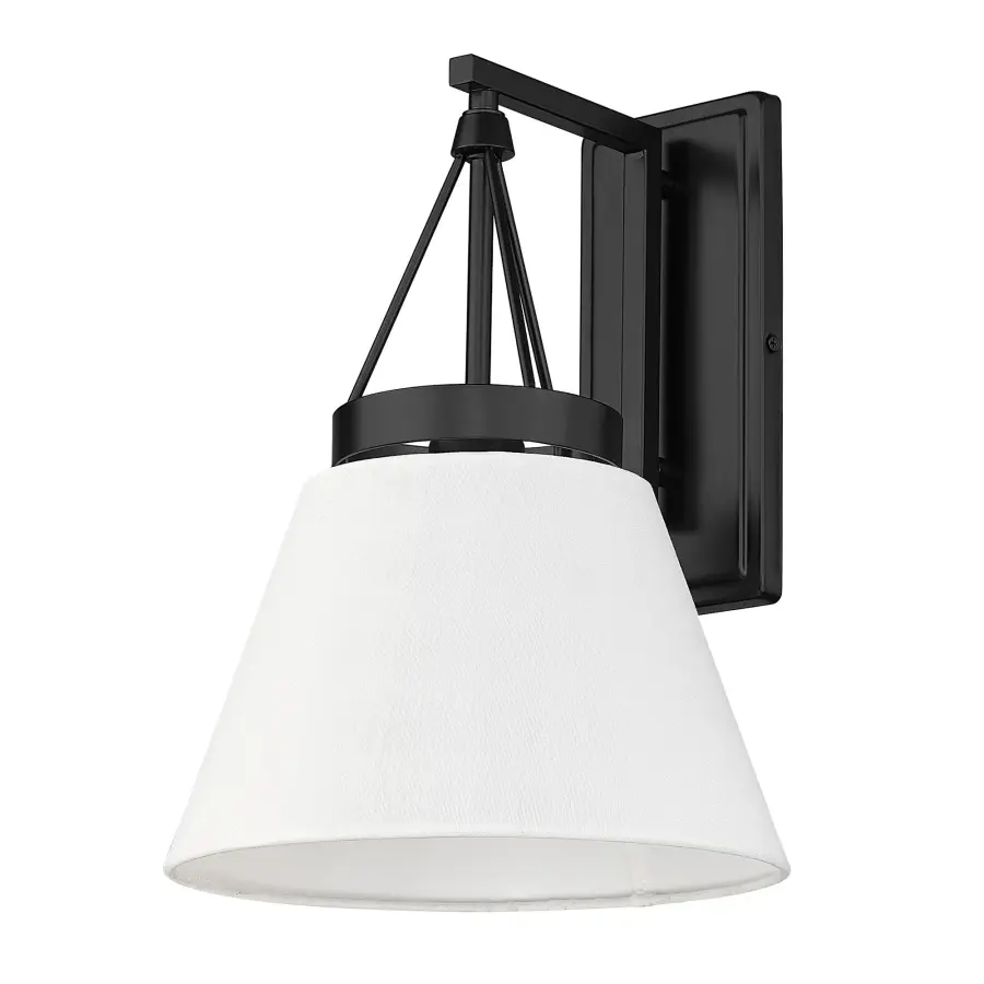 Golden Lighting Penn 1-Light Wall Sconce in Matte Black with Modern White Shade - Image 3
