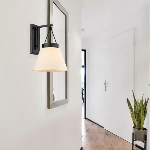 Golden Lighting Penn 1-Light Wall Sconce in Matte Black with Modern White Shade - Image 5