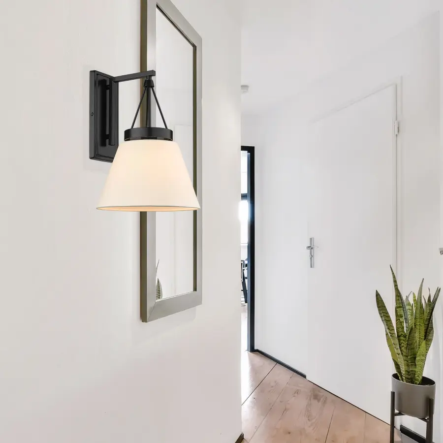 Golden Lighting Penn 1-Light Wall Sconce in Matte Black with Modern White Shade - Image 5