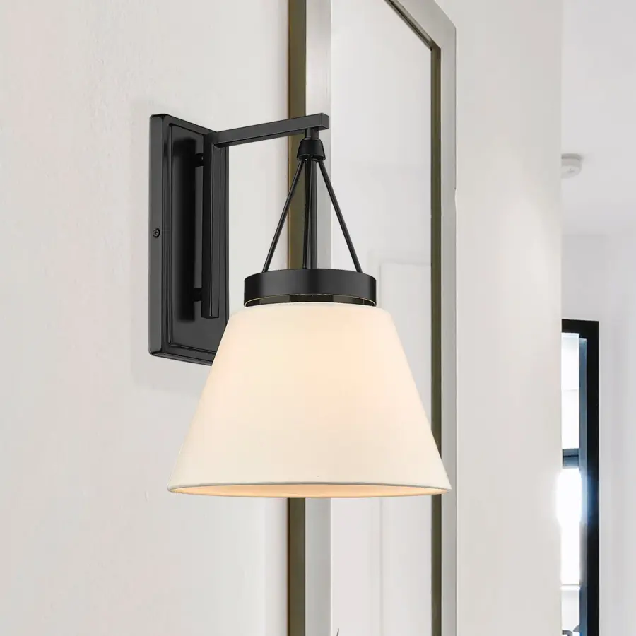 Golden Lighting Penn 1-Light Wall Sconce in Matte Black with Modern White Shade - Image 6
