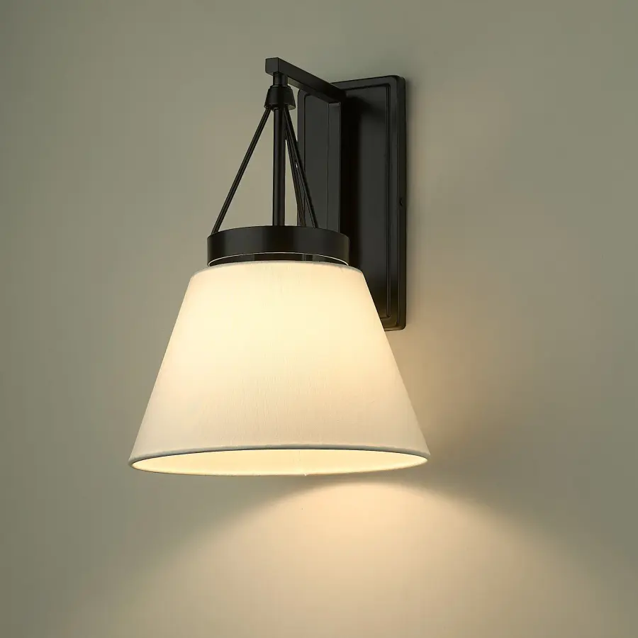 Golden Lighting Penn 1-Light Wall Sconce in Matte Black with Modern White Shade - Image 7